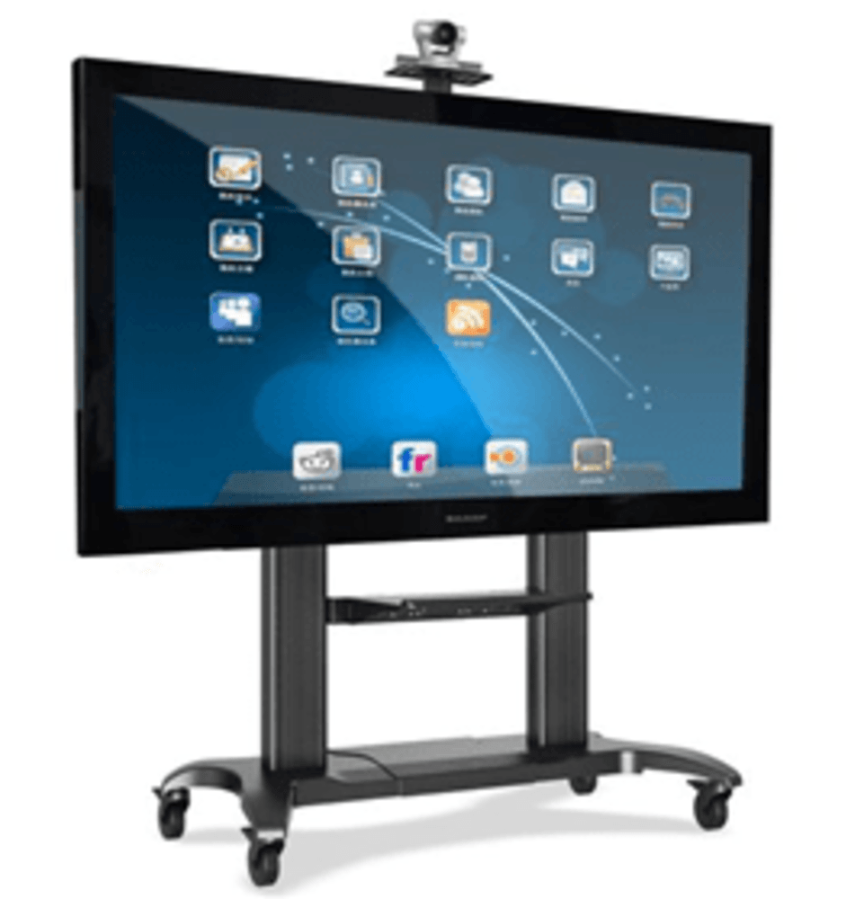 Video Conferencing Equipment Floor Stand for 60″ 100″ Screen With Camera Tray and Codec Shelf 1
